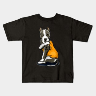 Funny Dog Staffordshire Terrier I Love mom Tattoo Tee Co T-Shirt Kids T-Shirt